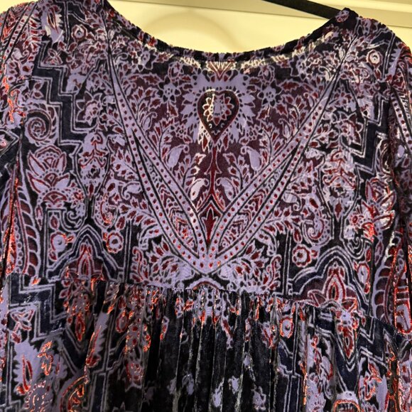 Free People Sz Small Crushed Velvet Whimsigoth witchy Mirror Mirror babydoll - Picture 8 of 16